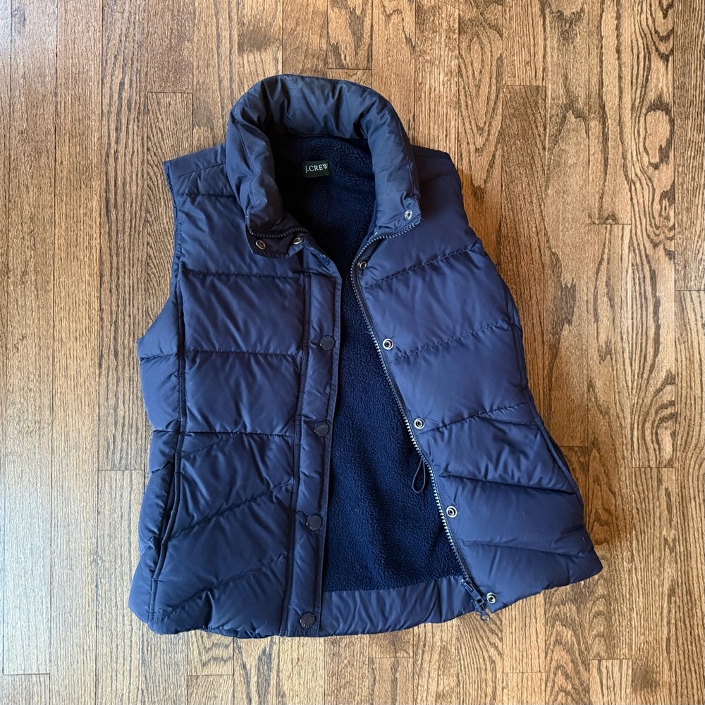 J. Crew Navy Blue Puffer Fleece Vest